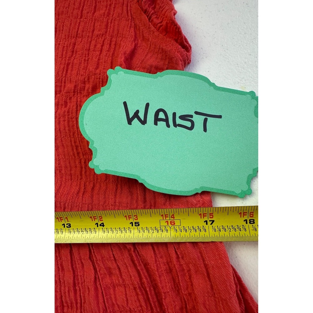 Sonoma Coral Orange Tiered Crinkle Dress S Boho Cottagecore Ruffle Pockets Coast - Picture 12 of 14